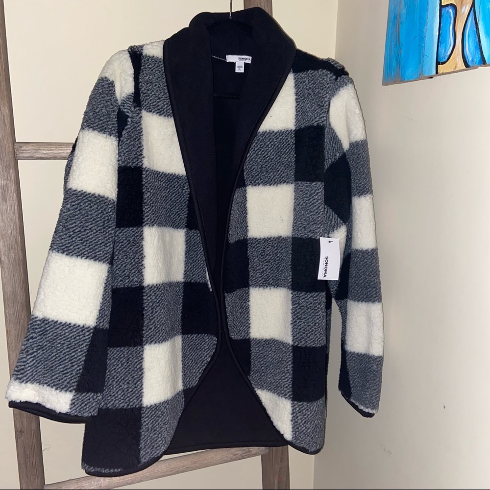 NWT Sonoma Buffalo Check Sherpa Jacket